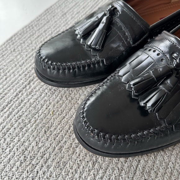 BASS Grammer Black Leather Tassel Fringe Loafers Size Men’s 7.5 - Picture 8 of 11
